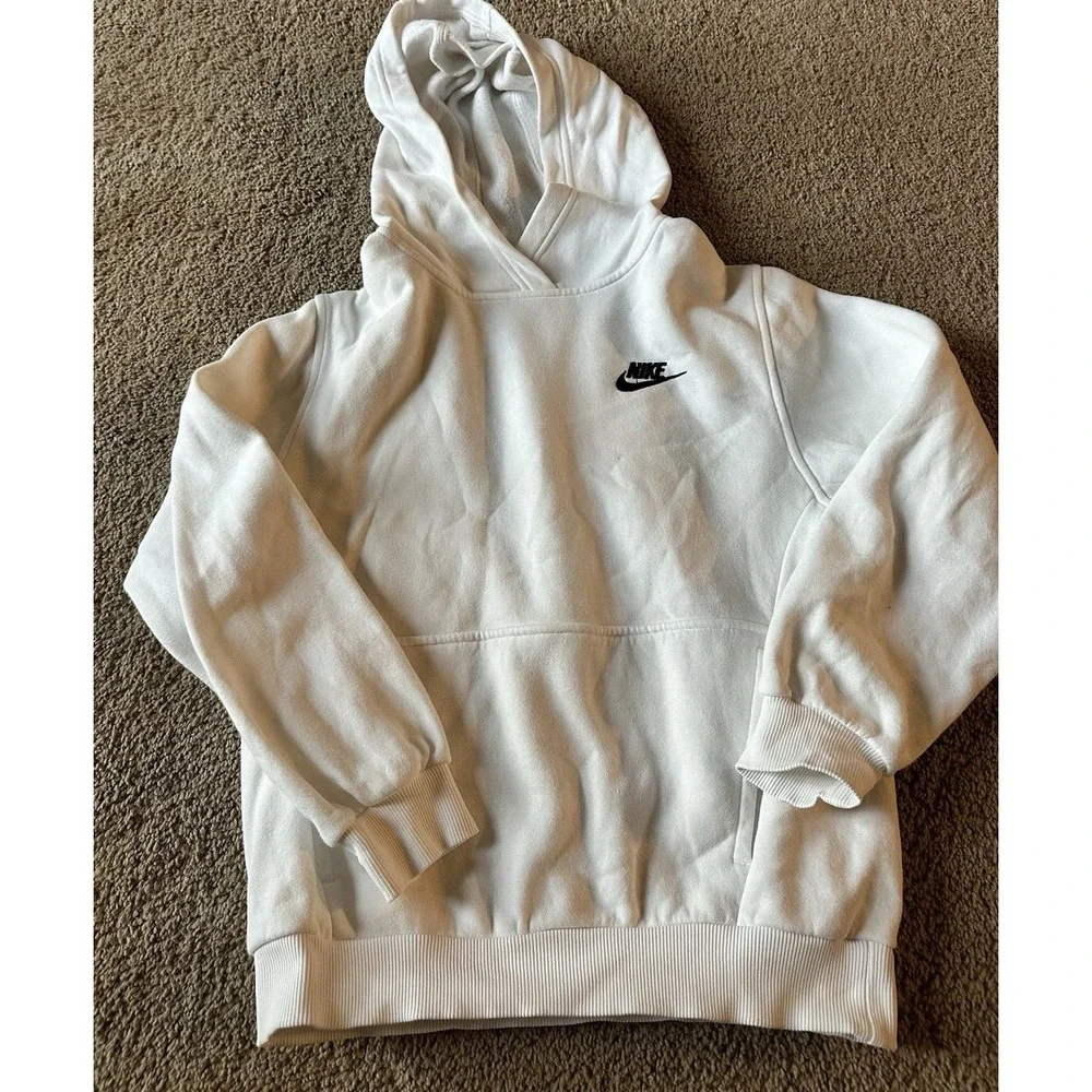 NIKE‎ Youth White Hoodie; Size Medium